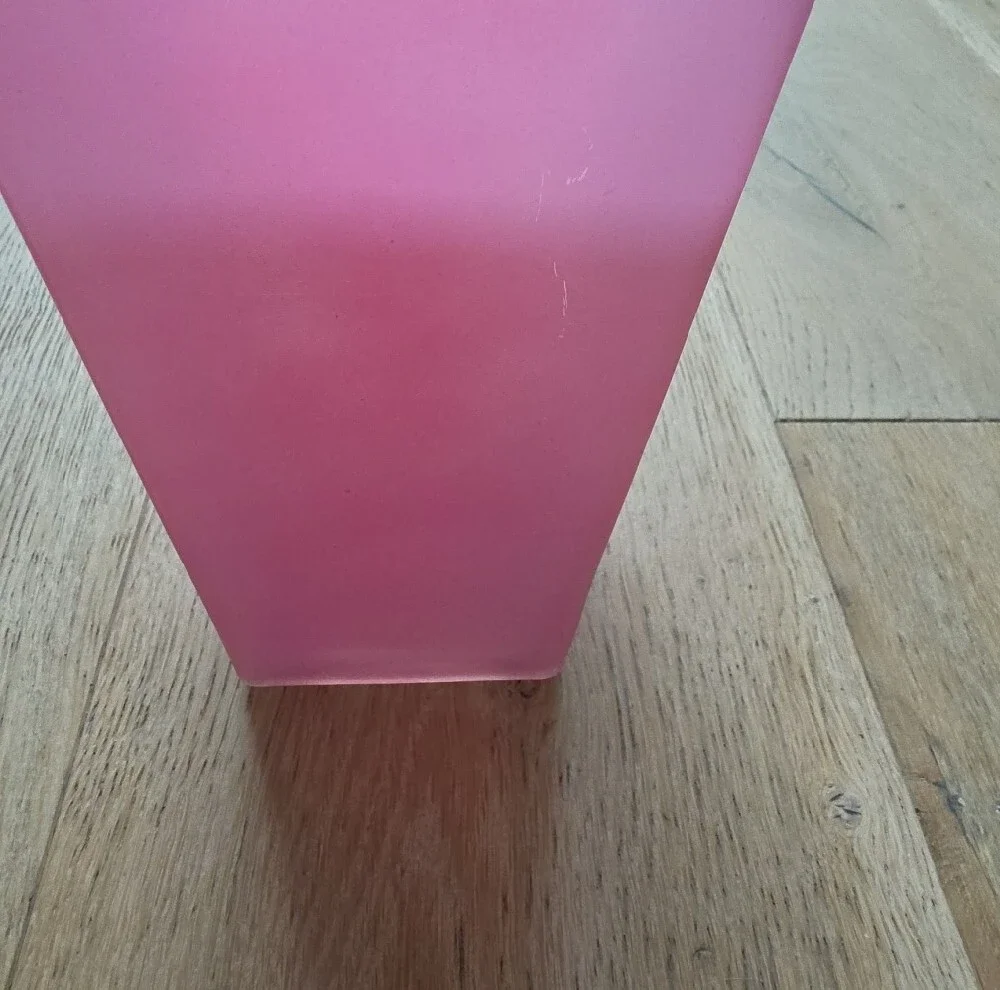 Pink Frosted Square Glass Vase